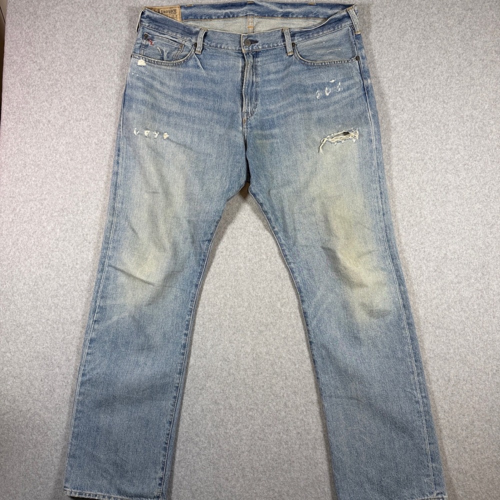 Polo Ralph Lauren Jeans Mens 38x32 Light Wash 867 Classic Faded Distressed
